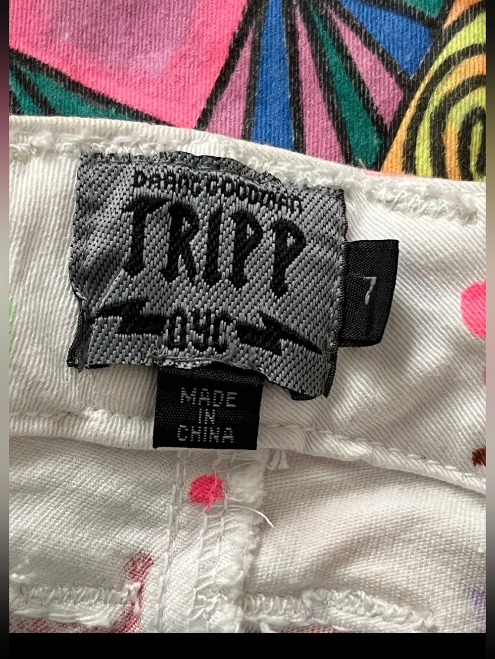 BNWOT RARE Limited Edition TRIPP NYC Graffiti Graphic Flared Denim Pants - Picture 5 of 7